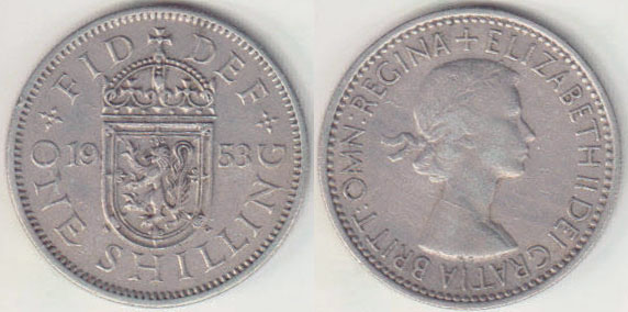 1953 Great Britain Shilling (Scottish) A008799